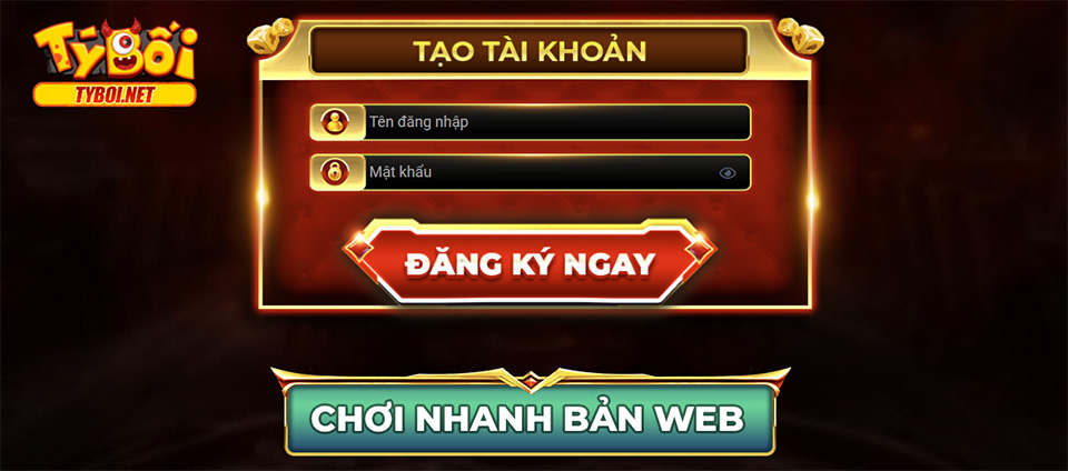 Giao diện khi đăng ký tài khoản Tyboi web mới